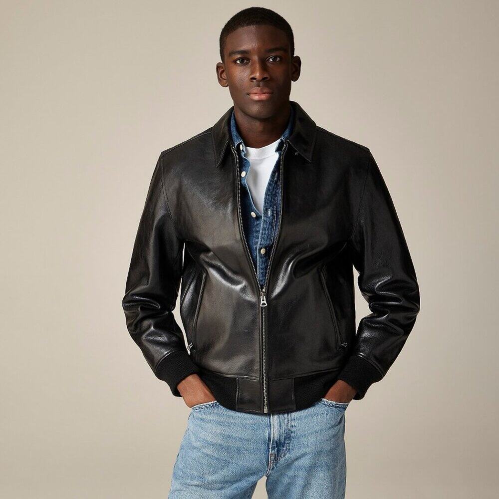 NWT J Crew Limited-Edition Flight jacket in Italian Leather Medium - Picture 1 of 6